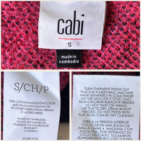 CABI Sweater Rococo Black/Pink Floral Print V-neck Pullover S - Picture 8 of 8